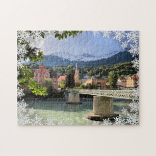 Beau paysage photo Snowflake Overlay Puzzle