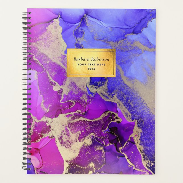 Beau Pink Purple Gold Abstrait Ink Planner (Devant)