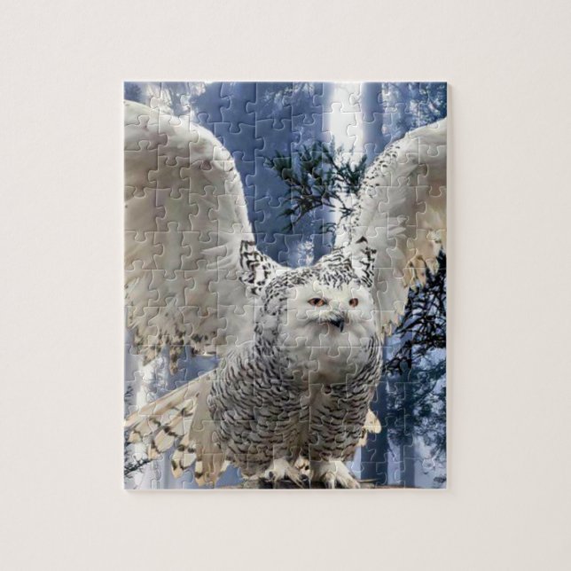 beau puzzle blanc de hibou (Vertical)