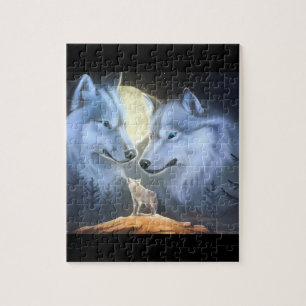 beau puzzle de loups blancs