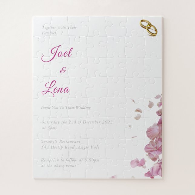 Beau Puzzle Floral Faire-part de mariage (Vertical)