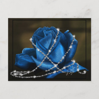 Beau Rose bleu enveloppé de diamants Carte postale