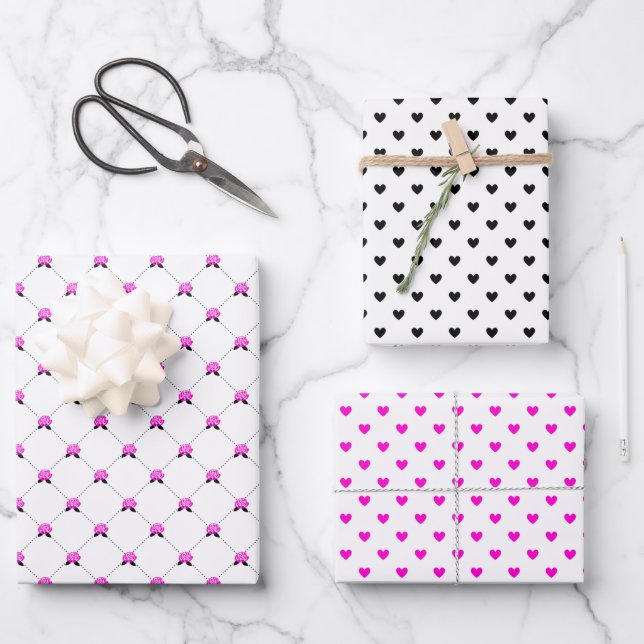 Beau Rose & Coeurs Envelopper les feuilles de papi (Recto)
