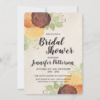 Beau Roses d'automne - Invitation de douche nuptia