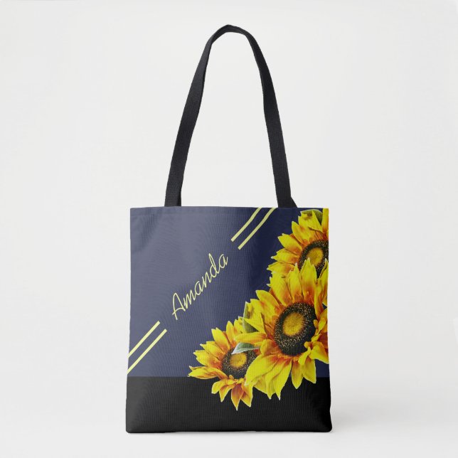 Beau Sac fourre-tout de tournesol personnalisé (Devant)