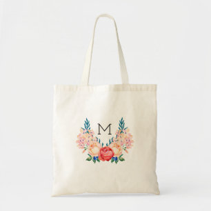 Beau sac fourre-tout floral - initiale de