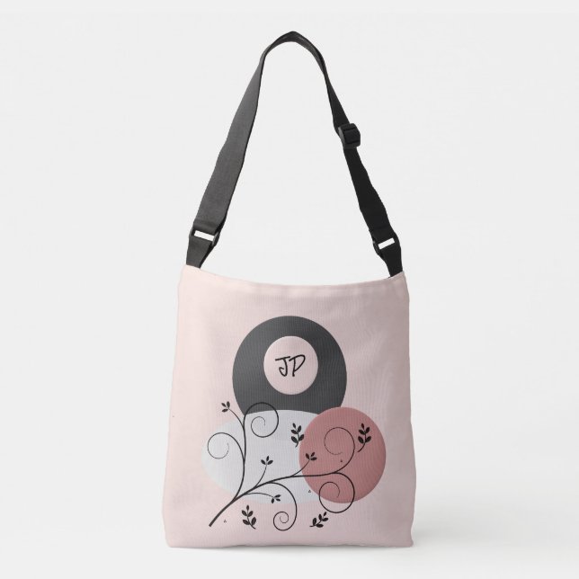 Beau Sac fourre-tout rose/gris monogrammé (Devant)