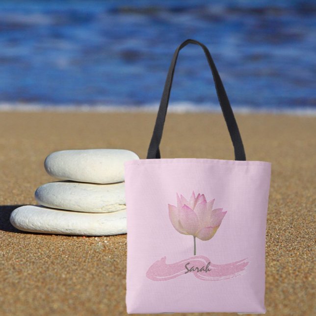 Beau Sac fourre-tout rose Lotus Flower (Créateur téléchargé)