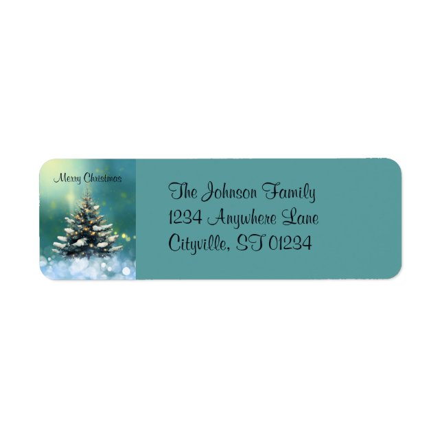 Beau sapin de Noël avec lumières de neige et d'or (Devant)