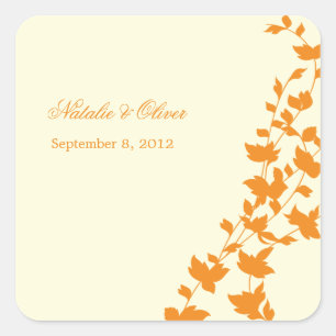 Beau Sticker Feuille Favor Mariage - Orange