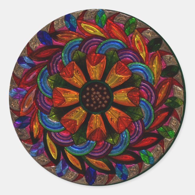 Beau Sticker Mandala coloré (Devant)