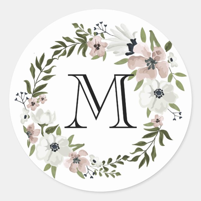 Beau Sticker rond Floral (Devant)