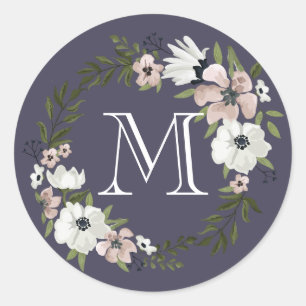 Beau Sticker rond Floral - violet