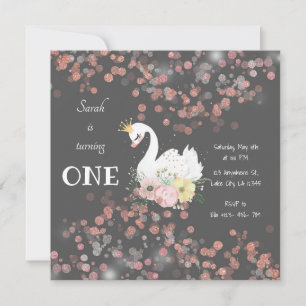 Beau Swan Anniversaire Carte Invitation