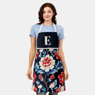 Beau Tablier Floral Monogrammé