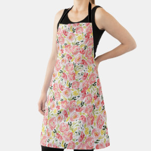 Beau tablier motif de fleurs d'aquarelle