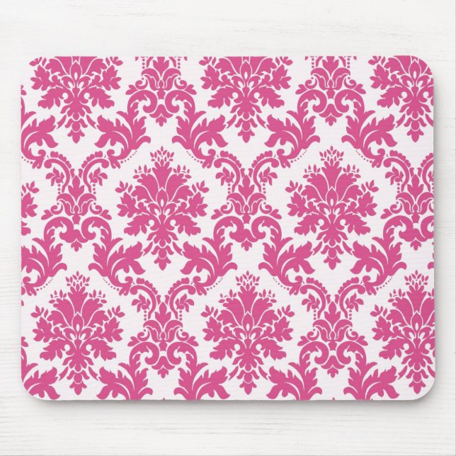 Beau tapis de souris rose de damassé (Devant)