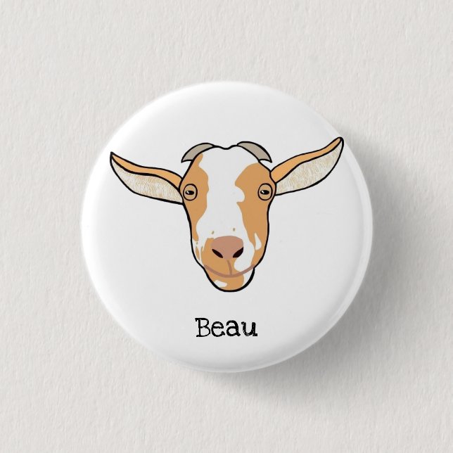 Beau the Goat Badge 1 Inch Round Button (Front)