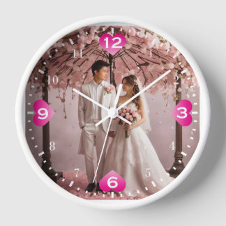 Beau thème Mariage personnalisé Horloge ronde