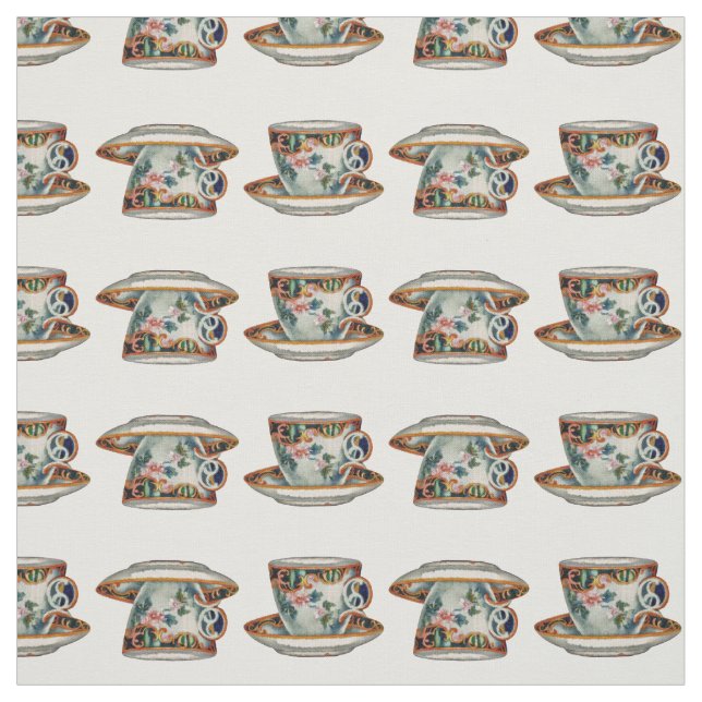 Beau tissu de Teacups Vintages (Échantillon)