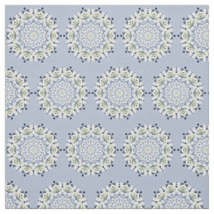 Beau tissu mandala bleu et jaune