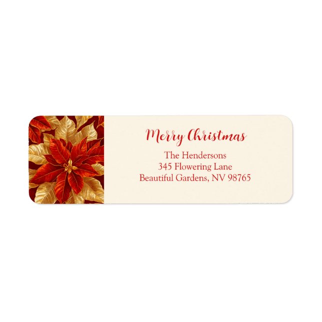 Beau Vintage Rouge Or Poinsettias Noël (Devant)