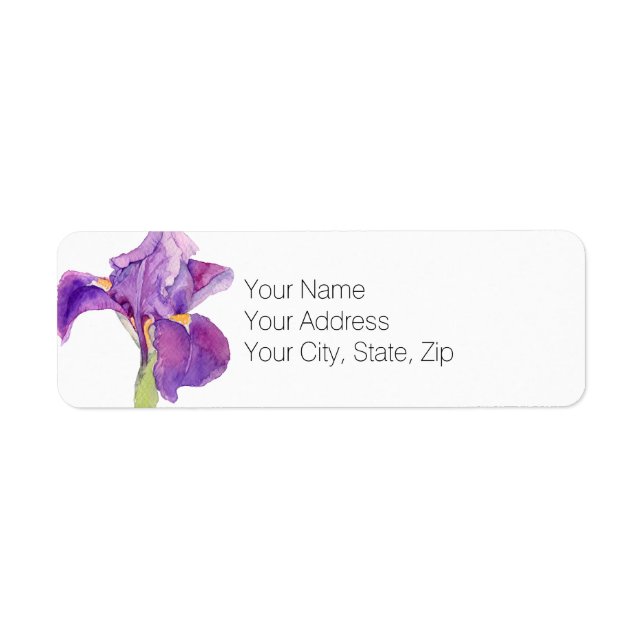 Beau violet Iris Floral Adresse de retour Label (Devant)