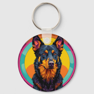 Beauceron dog Colourful Illustration Keychain