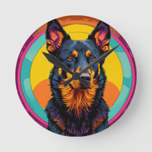 Beauceron dog Colourful Illustration Round Clock