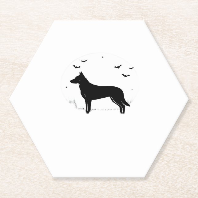 Beauceron Dog � Halloween Moon Silhouette Classic  Paper Coaster (Front)