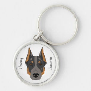 Beauceron. French shorthair shepherd dog Keychain