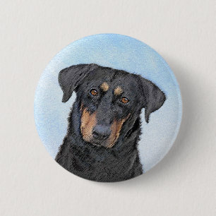 Beauceron Painting - Cute Original Dog Art 2 Inch Round Button