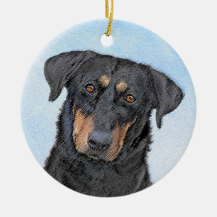 Beauceron Painting - Cute Original Dog Art Ceramic Ornament