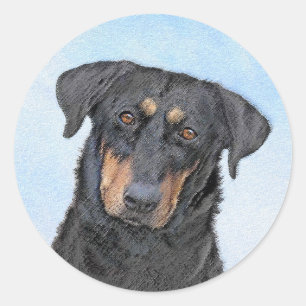 Beauceron Painting - Cute Original Dog Art Classic Round Sticker
