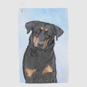 Beauceron Painting - Cute Original Dog Art Golf Towel