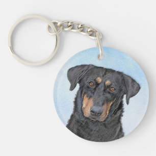 Beauceron Painting - Cute Original Dog Art Keychain