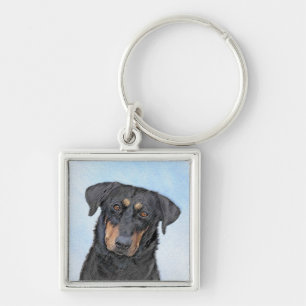 Beauceron Painting - Cute Original Dog Art Keychain