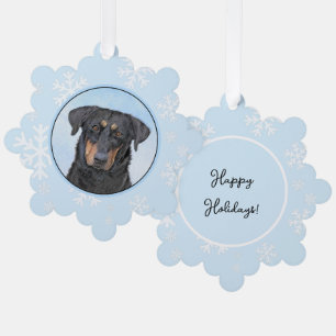 Beauceron Painting - Cute Original Dog Art Ornament Card
