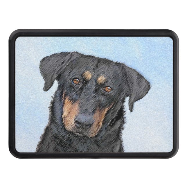 Beauceron Painting - Cute Original Dog Art Trailer Hitch Cover (Front)