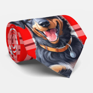 Beauceron Red Plaid Holiday Christmas Tie