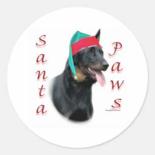 Beauceron Santa Paws Classic Round Sticker