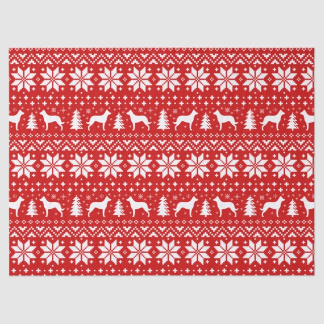 Beauceron Silhouettes Christmas Pattern Red Tissue Paper (Front)