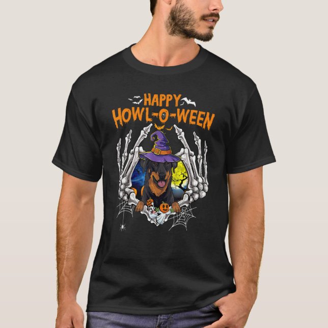Beauceron Skeleton Heart Happy Howl O Ween Costume T-Shirt (Front)