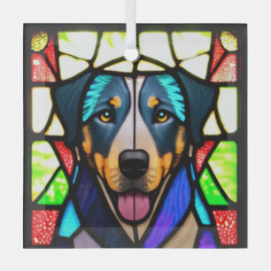 Beauceron "Stained Glass" Glass Ornament