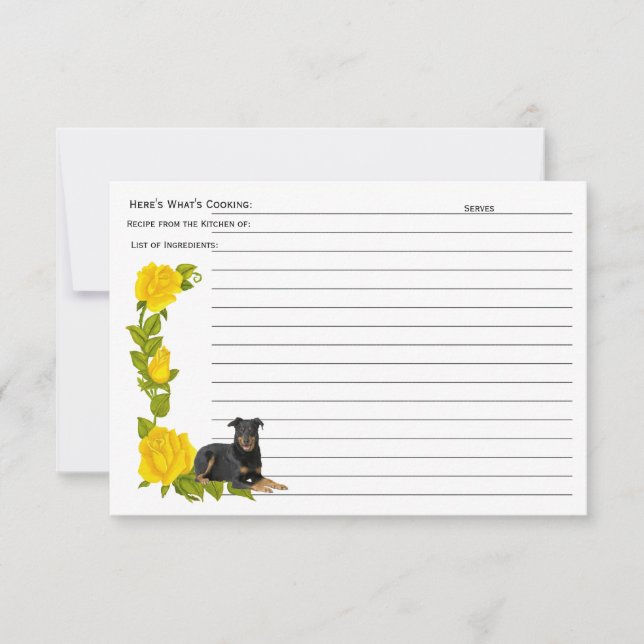 Beauceron, Yellow Roses Recipe Card (Front)