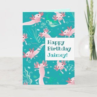 Beaucoup de Axolotls Roses - Carte de Vœux Personn