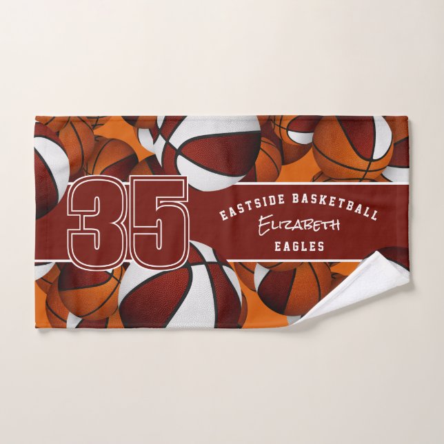 Beaucoup de basket-ball maroon enfants couleurs de (Serviette à main)