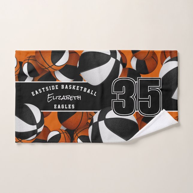 Beaucoup de basket-ball sport noir blanc équipe co (Serviette à main)