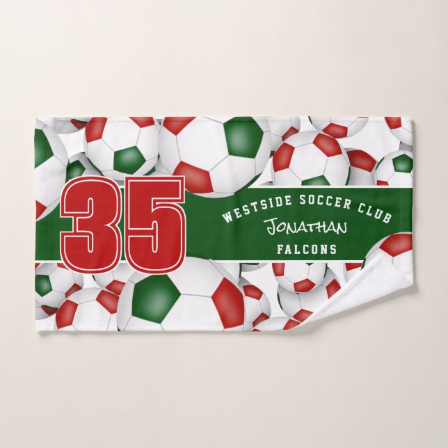 Beaucoup de boules de football rouge vert garçons  (Serviette à main)