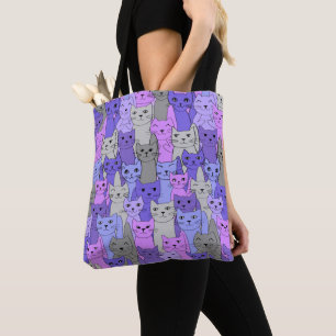 Beaucoup de chats violets Sac fourre-tout de conce